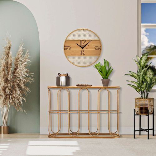 Consolle Marrone un Ripiano Struttura Effetto Bamboo 110x32x77h cm, Materiale Struttura in Legno - Tiznit