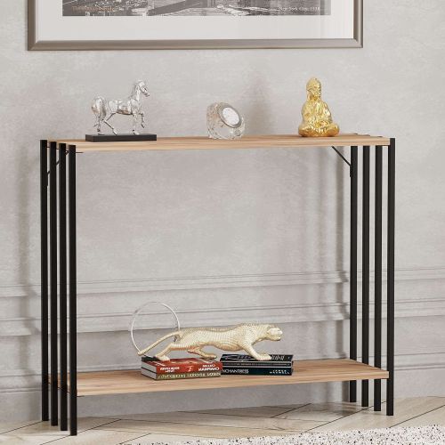 Consolle Nero Marrone Rovere un Ripiano un Vano 90x26x74h cm, Colore Ripiano Marrone - Ravello