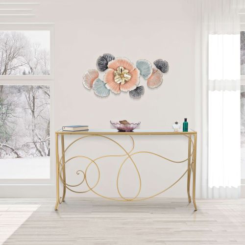 Consolle oro Trasparente un Ripiano Materiale Struttura in Vetro 140x40x80h cm, Colore Ripiano Trasparente - Dilija