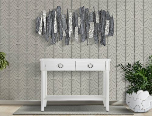 Consolle Pine, Tavolo multiuso, Mobiletto d'appoggio, Scrivania da corridoio, 110x40 h82 cm, Bianco