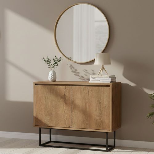Consolle salotto 90x36x72h cm noce e nero - Credenza Indiano