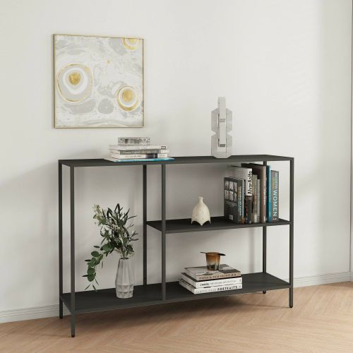 Consolle Uva, Tavolo multiuso, Mobiletto d'appoggio, Scrivania da corridoio, 120x30 h80 cm, Ardesia