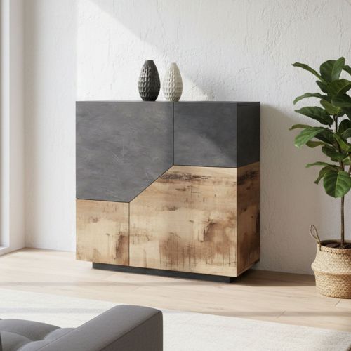 Credenza acero e ardesia 100x43x106h cm 2 ante - Arbal