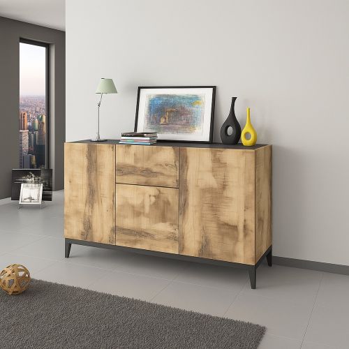 Credenza acero e ardesia 120x40x82h cm 3 ante e 1 cassetto - Albatross