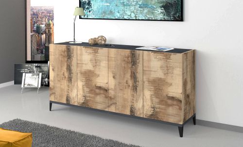 Credenza acero e ardesia 160x40x82h cm 4 ante - Ashley