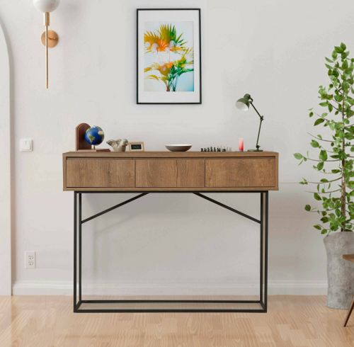 Credenza Alkam, Buffet da soggiorno, Madia da salotto, Dispensa moderna da cucina, 120x36h90 cm, Noce e Nero