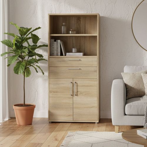 Credenza alta quercia 89x40x185h cm 2 ante e 2 cassetti - Albidona