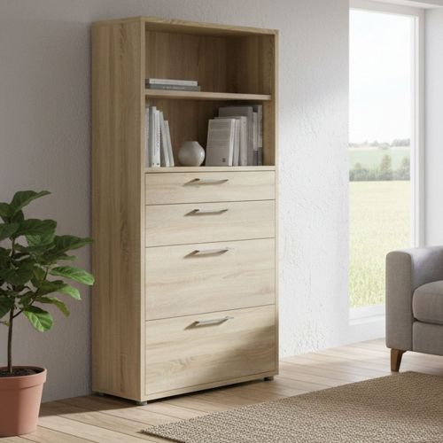 Credenza alta quercia 89x40x185h cm 4 cassetti - Ciudad