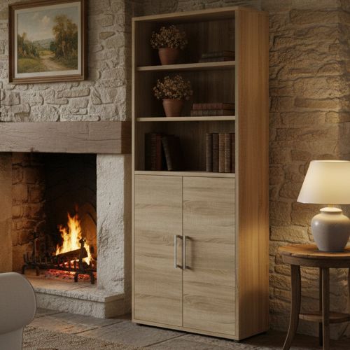 Credenza alta quercia 89x40x221h cm 2 ante - Valsesia