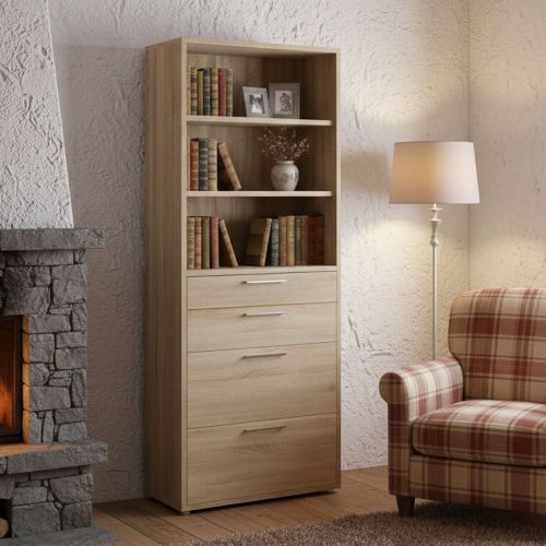 Credenza alta quercia 89x40x221h cm 4 cassetti - Aritzo