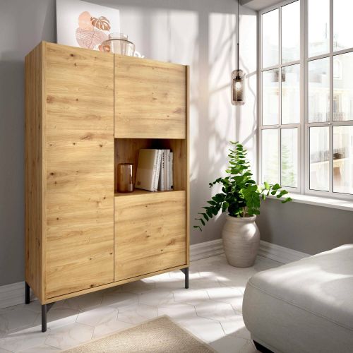 Credenza alta rovere nodi 81x43x135h cm 3 ante - Crono