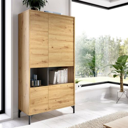 Credenza alta rovere nodi e antracite 72x33x143h cm 4 ante - Gerbera