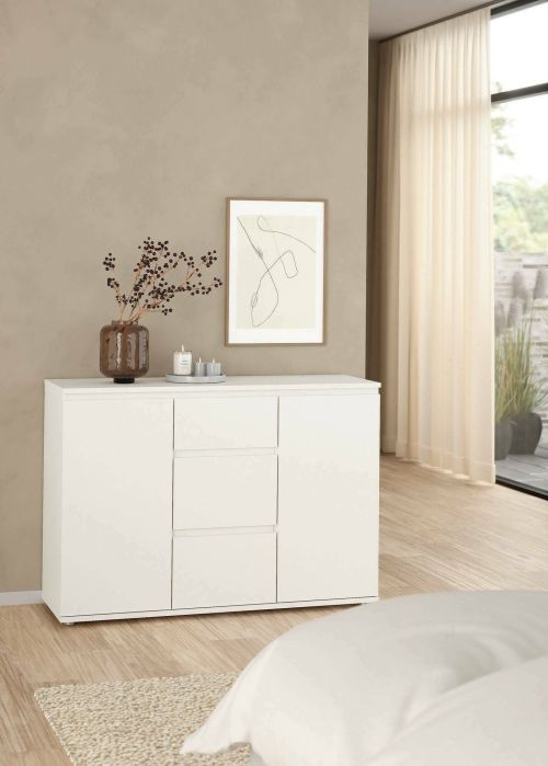 Credenza Antoinette, Buffet da soggiorno, Madia da salotto, Dispensa da cucina, 119x40 h84 cm, Bianco