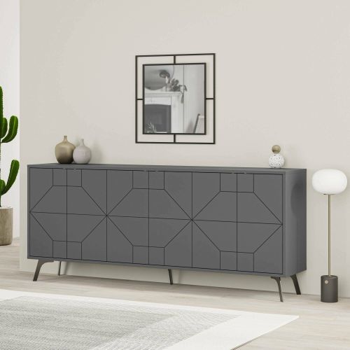 Credenza antracite 183x35x77h cm 6 ante - Earl