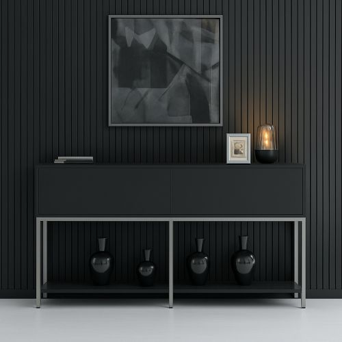 Credenza antracite e argento 150x30x80h cm 2 ante - Basilia