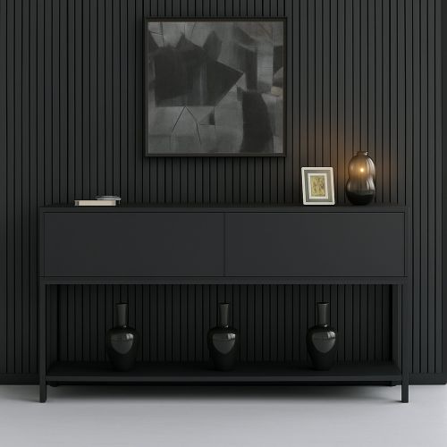 Credenza antracite e nera 150x30x80h cm 2 ante - Basilia