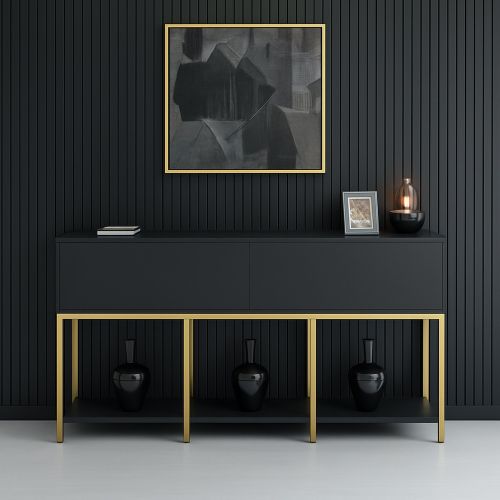 Credenza antracite e oro 150x30x80h cm 2 ante - Basilia