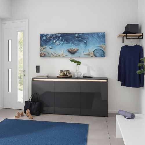 Credenza antracite lucida 150x40x81h cm 3 ante - Andesina