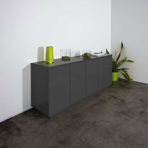 Credenza antracite lucida 180x41x86h cm 4 ante - Aulina