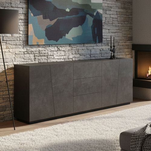 Credenza ardesia 220x43x86h cm 4 ante e 3 cassetti - Ayrton