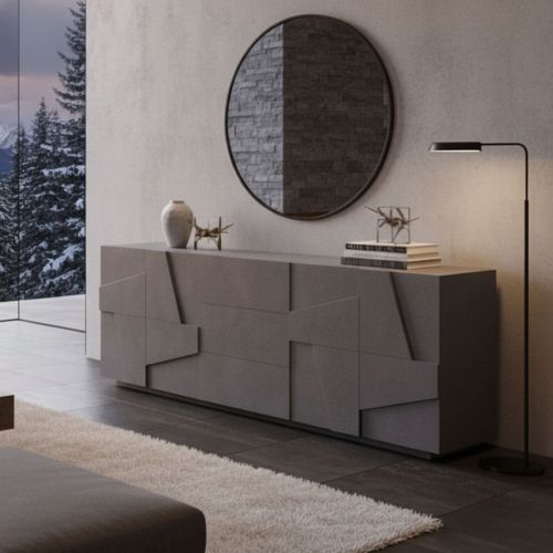 Credenza ardesia 224x44x86h cm 4 ante e 3 cassetti - Zeus