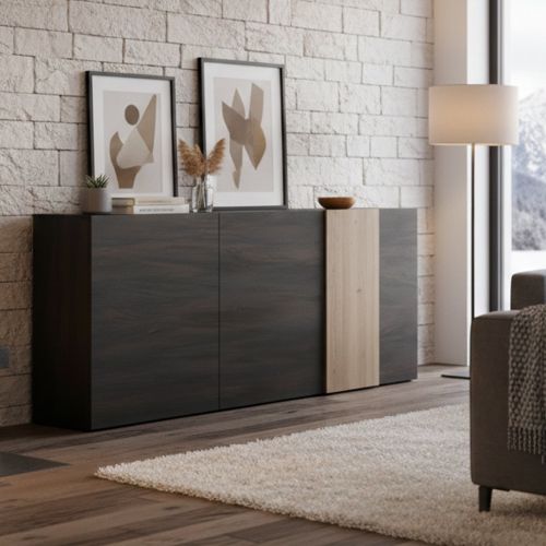 Credenza ardesia e noce 181x44x86h cm 3 ante - Jerry