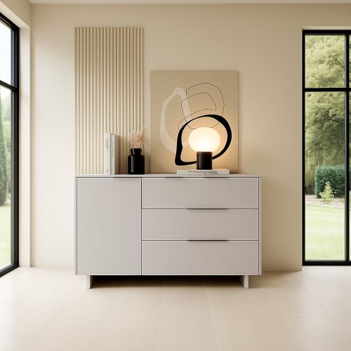 Credenza beige 120x41x90h cm 1 anta e 3 cassetti - Rubiera