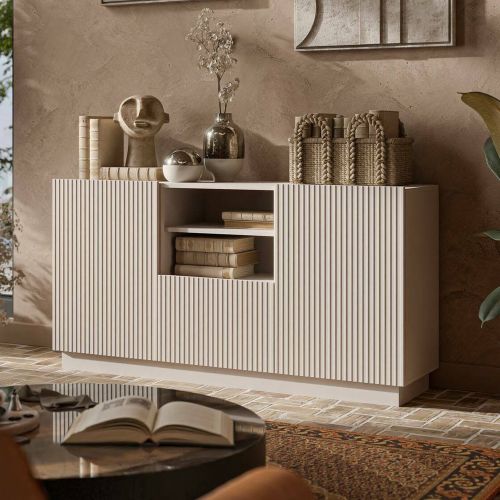 Credenza beige 150x40x78h cm 2 ante e 1 cassetto - Serchio