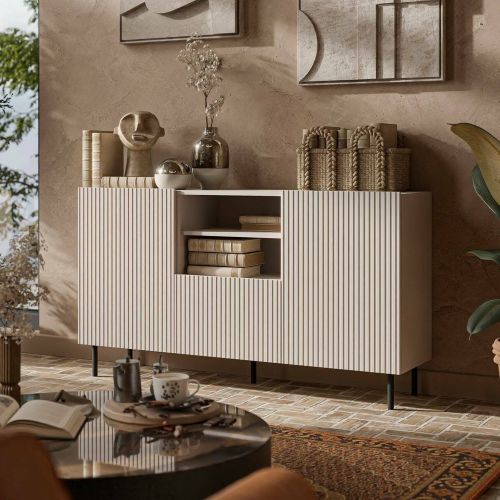 Credenza beige 150x42x82h cm 2 ante e 1 cassetto - Malo