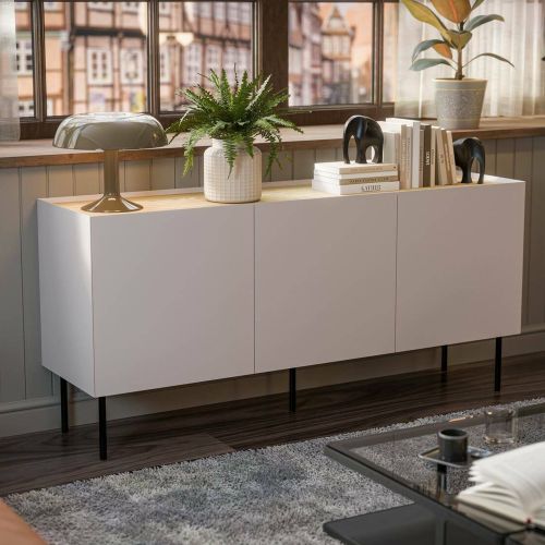 Credenza beige e rovere 150x40x70h cm 3 ante - Verrone
