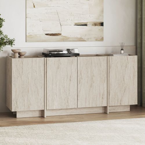 Credenza Beige Marmo 4 Ripiani 4 Ante 180x45x80h cm, 8 Vani - Nolona