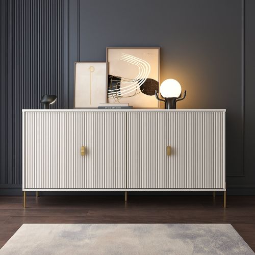 Credenza Beige oro Cassetti Ripiani 203x49x83h cm, Apertura Battente - Parenti