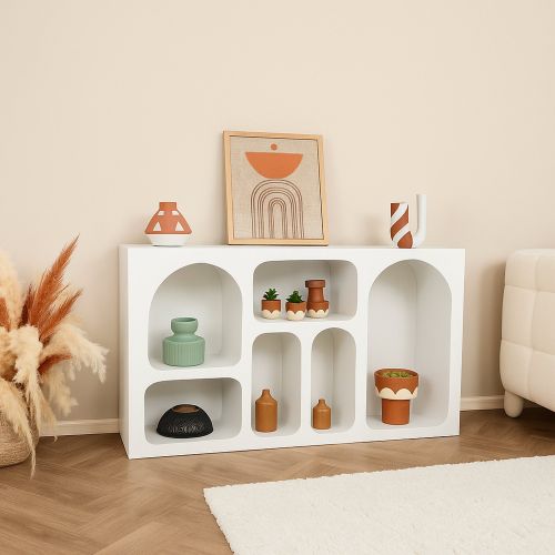 Credenza bianca 120x37x74h cm 5 vani - Arsenio