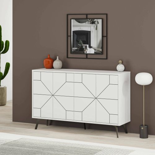 Credenza bianca 123x35x62h cm 4 ante - Earl