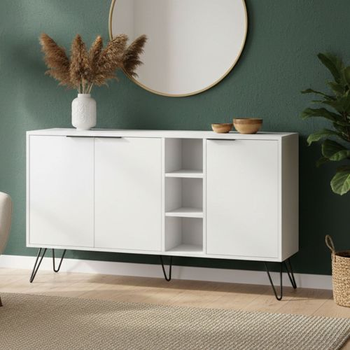 Credenza bianca 142x35x83h cm 3 ante - Alin