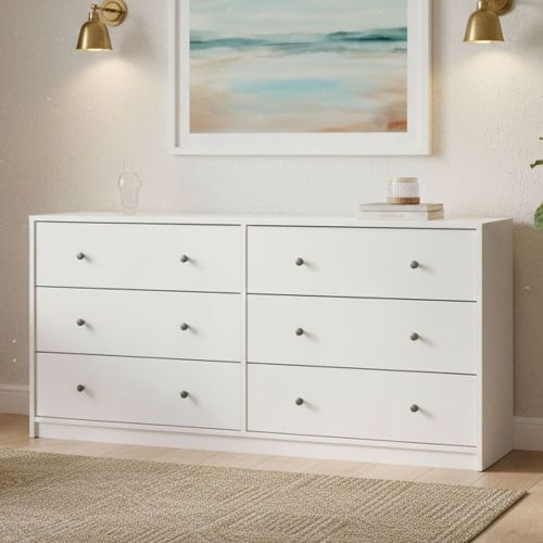 Credenza bianca 143x30x68h cm 6 cassetti - Rick