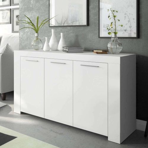 Credenza bianca 144x42x80h cm 3 ante - Amaculi