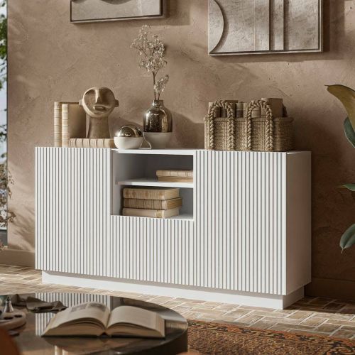Credenza bianca 150x40x78h cm 2 ante e 1 cassetto - Serchio