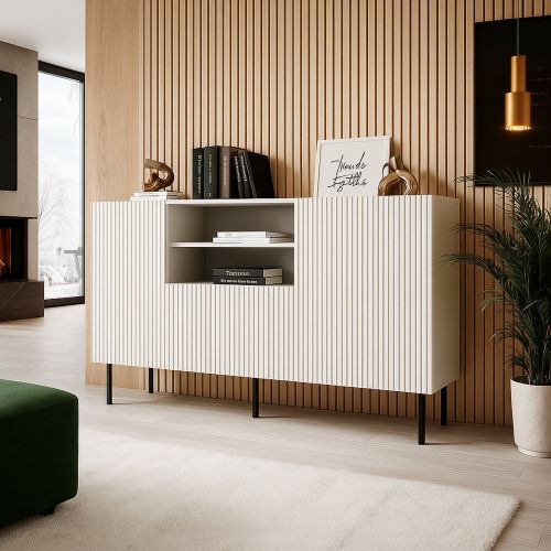Credenza bianca 150x42x82h cm 2 ante e 1 cassetto - Malo