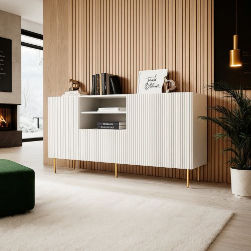 Credenza bianca 150x42x82h cm 2 ante e 1 cassetto - Stornara