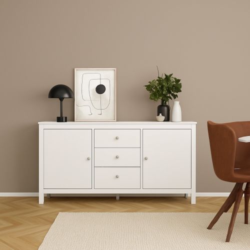 Credenza bianca 151x38x79h cm 2 ante e 3 cassetti - Whitney