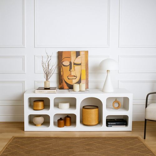 Credenza bianca 160x38x51h cm 7 vani - Arsenio