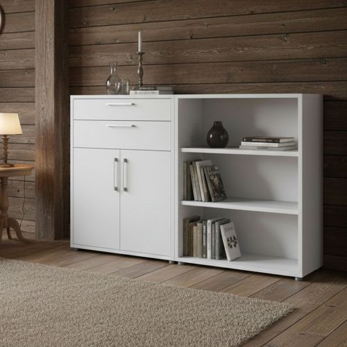 Credenza bianca 178x40x113h cm 2 ante e 2 cassetti - Albinea