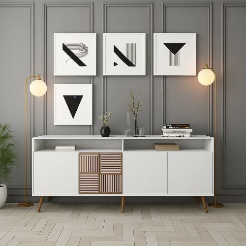 Credenza bianca 180x35x78h cm 4 ante - Benjamin