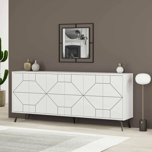Credenza bianca 184x35x77h cm 6 ante - Africo