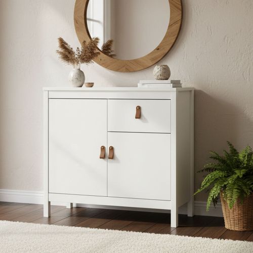 Credenza bianca 82x38x79h cm 2 ante e 1 cassetto - Romagna