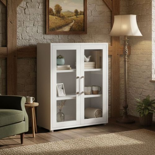 Credenza bianca 89x40x113h cm 2 ante - Ampezzo