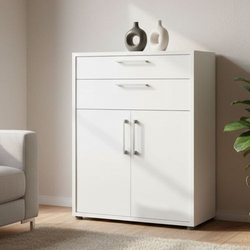 Credenza bianca 89x40x113h cm 2 ante e 2 cassetti - Agra
