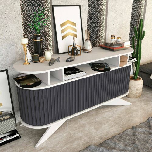 Credenza bianca e antracite 150x43x75h cm 2 ante - Joy