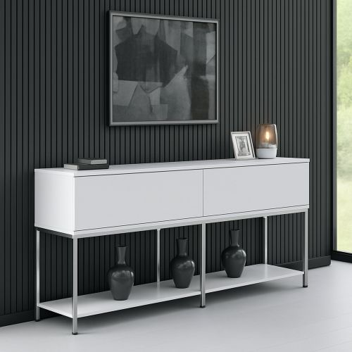 Credenza bianca e argento 150x30x80h cm 2 ante - Basilia